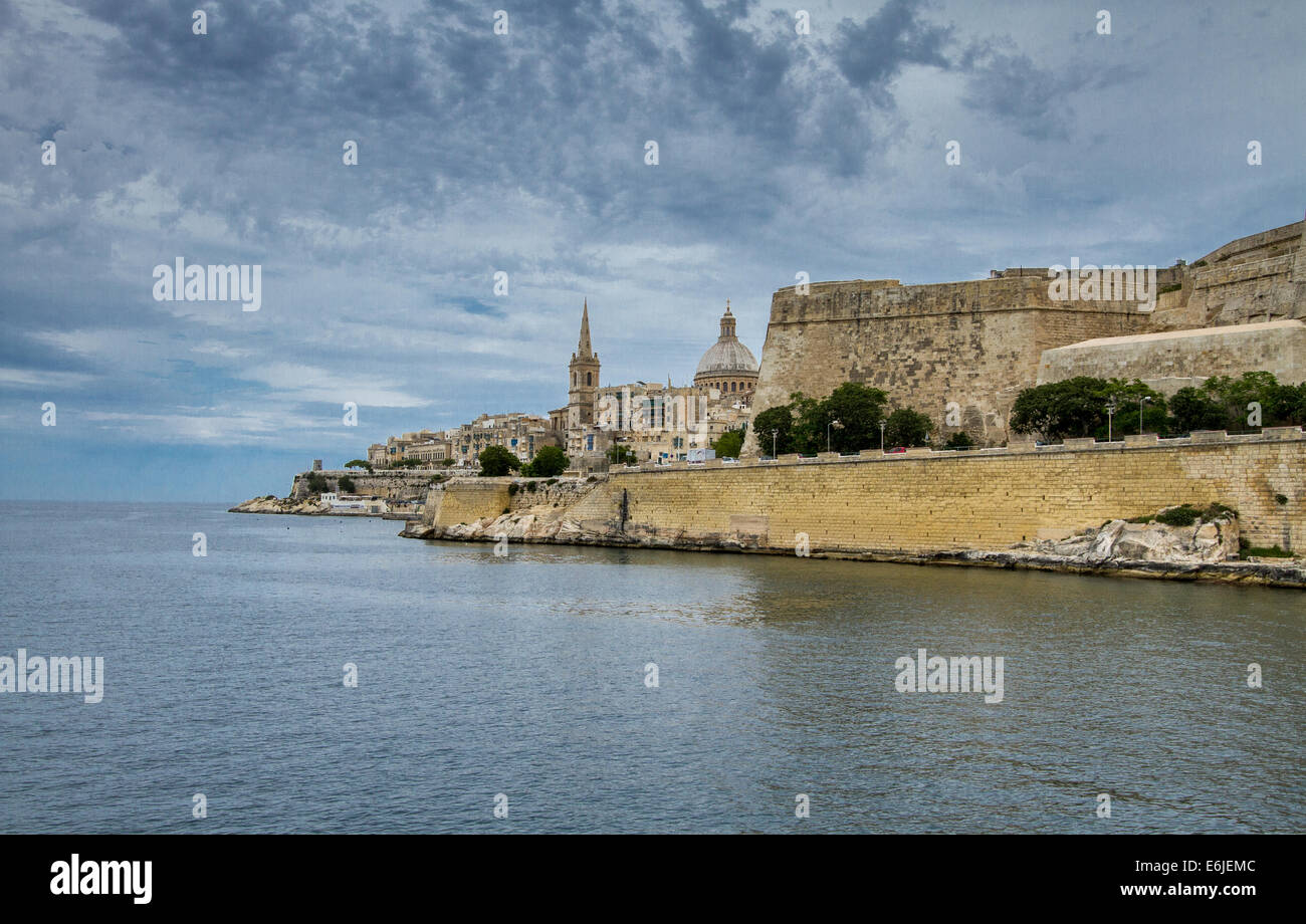 Valletta city walls Stock Photo