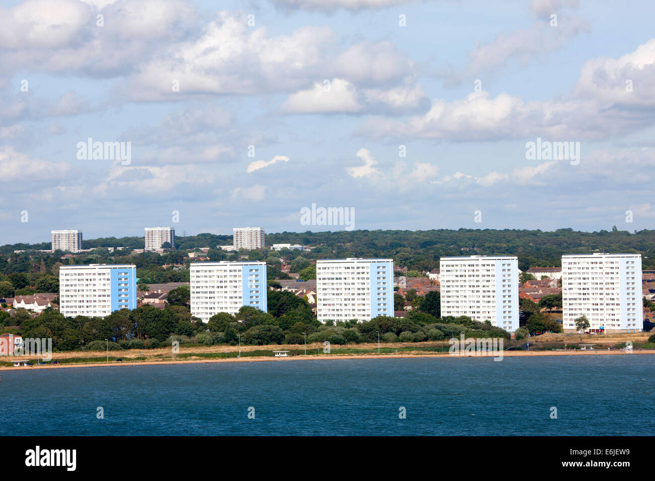 Southampton Docks coastline high rise flats Stock Photo