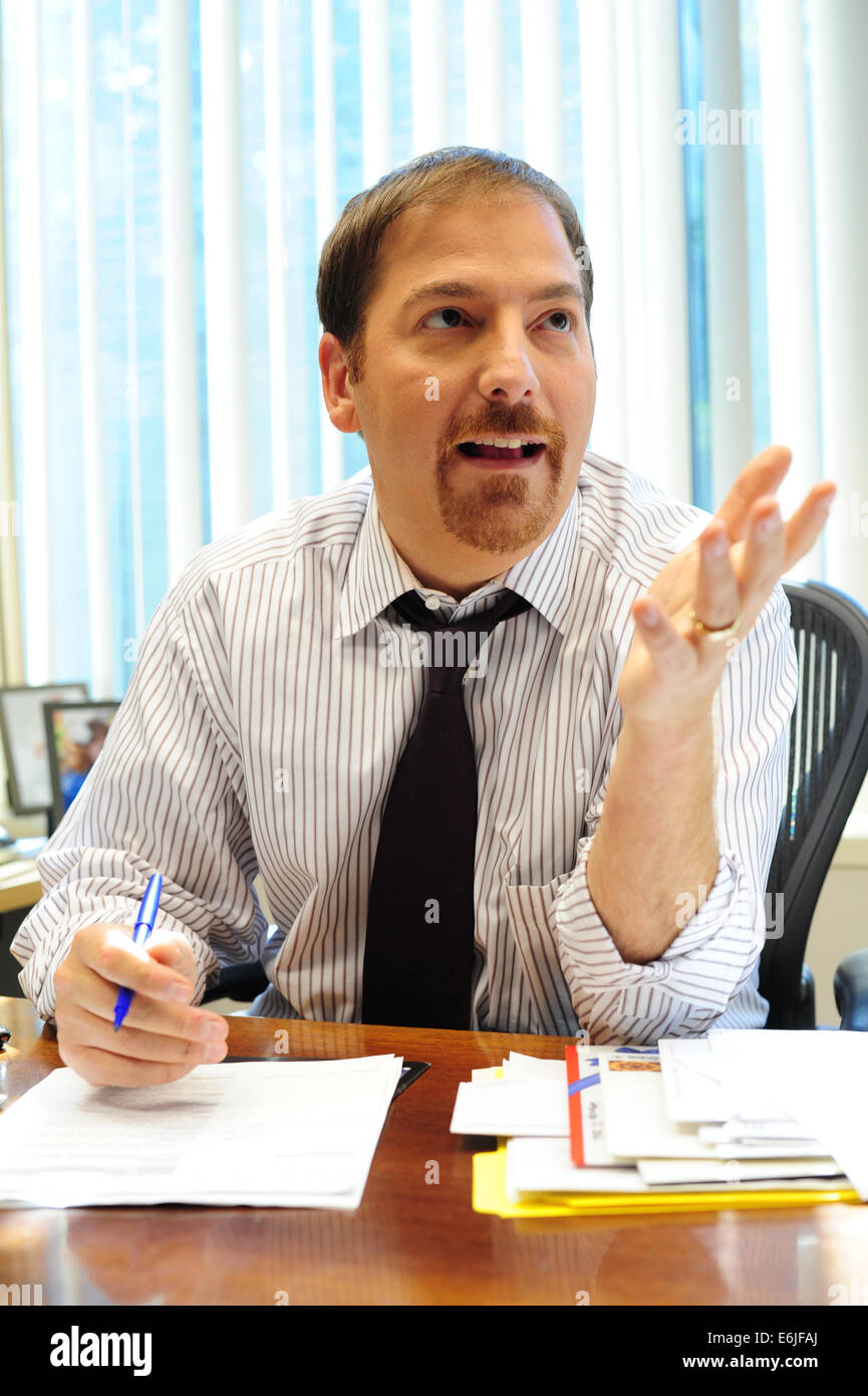 Chuck Todd in his NBC News Washington Bureau office - moderator of Meet The Press show - Political analyst Stock Photo