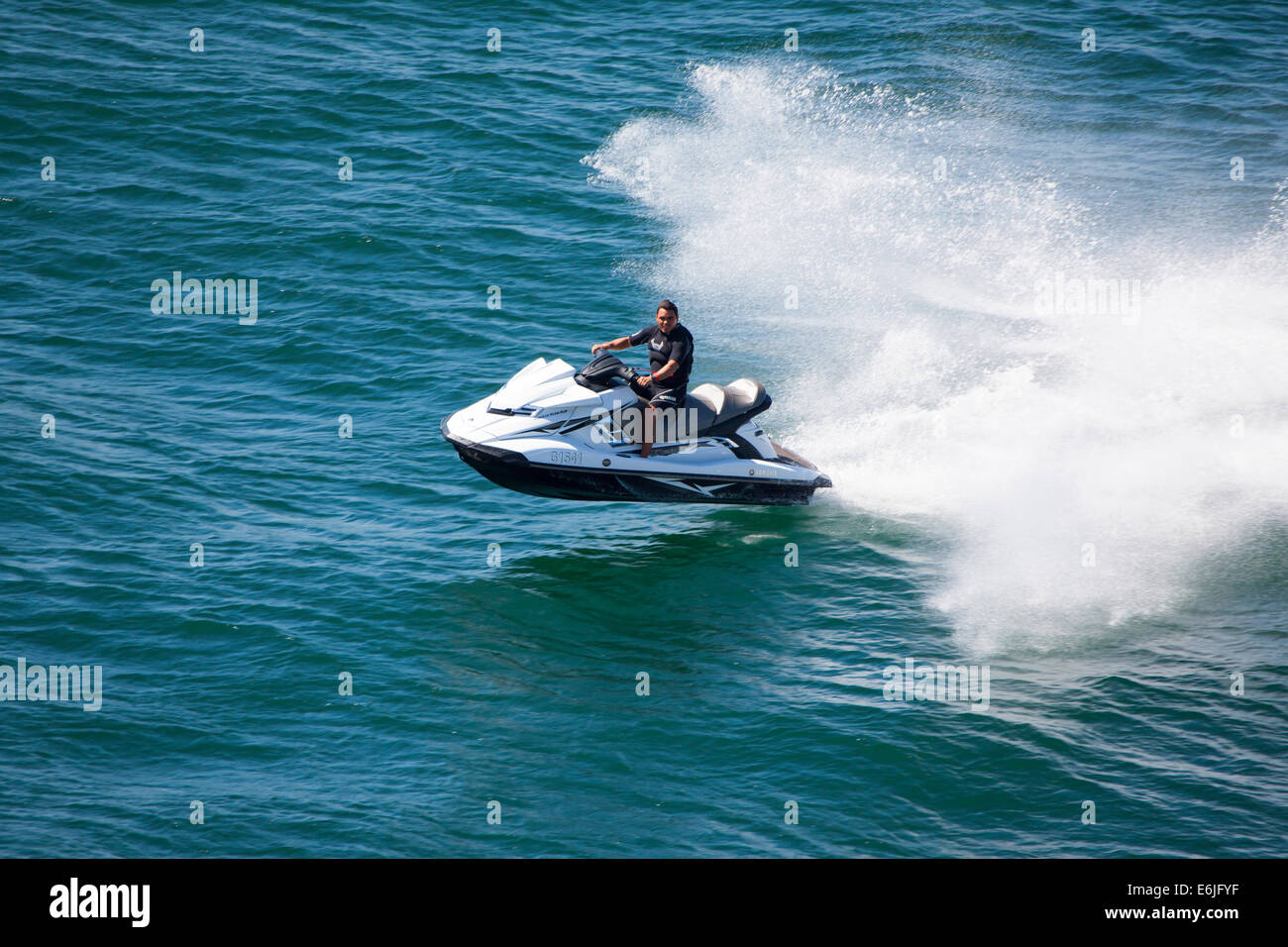 Jet Ski personal watercraft manufactured by Kawasaki in the Mediterranean sea Stock Photo
