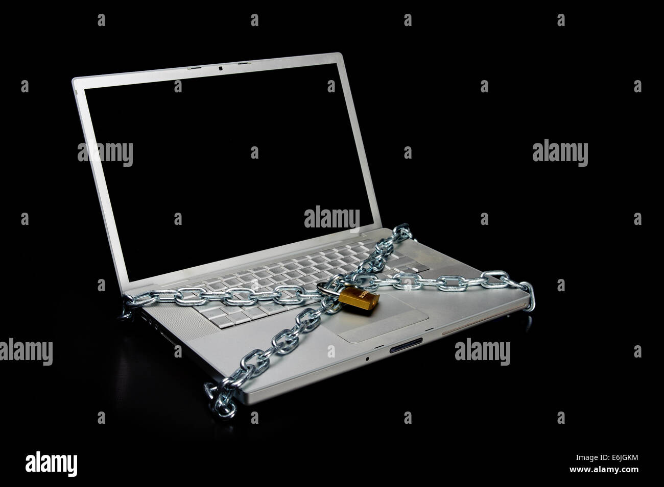 laptop locked with padlock meaning safe network Stock Photo Alamy