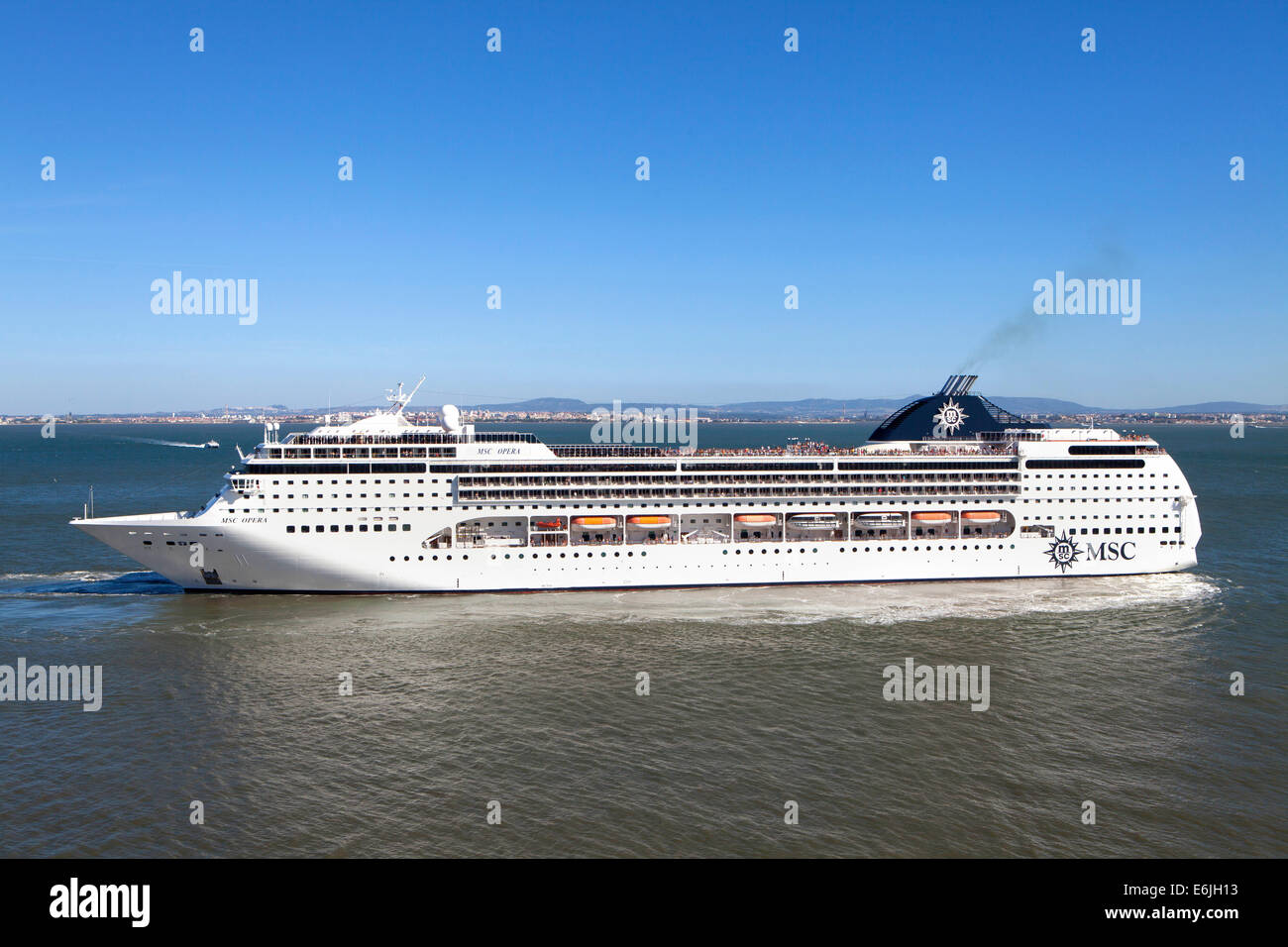MSC Opera cruise ship built in 2004 and currently operated by MSC Cruises in the Mediterranean sea Stock Photo