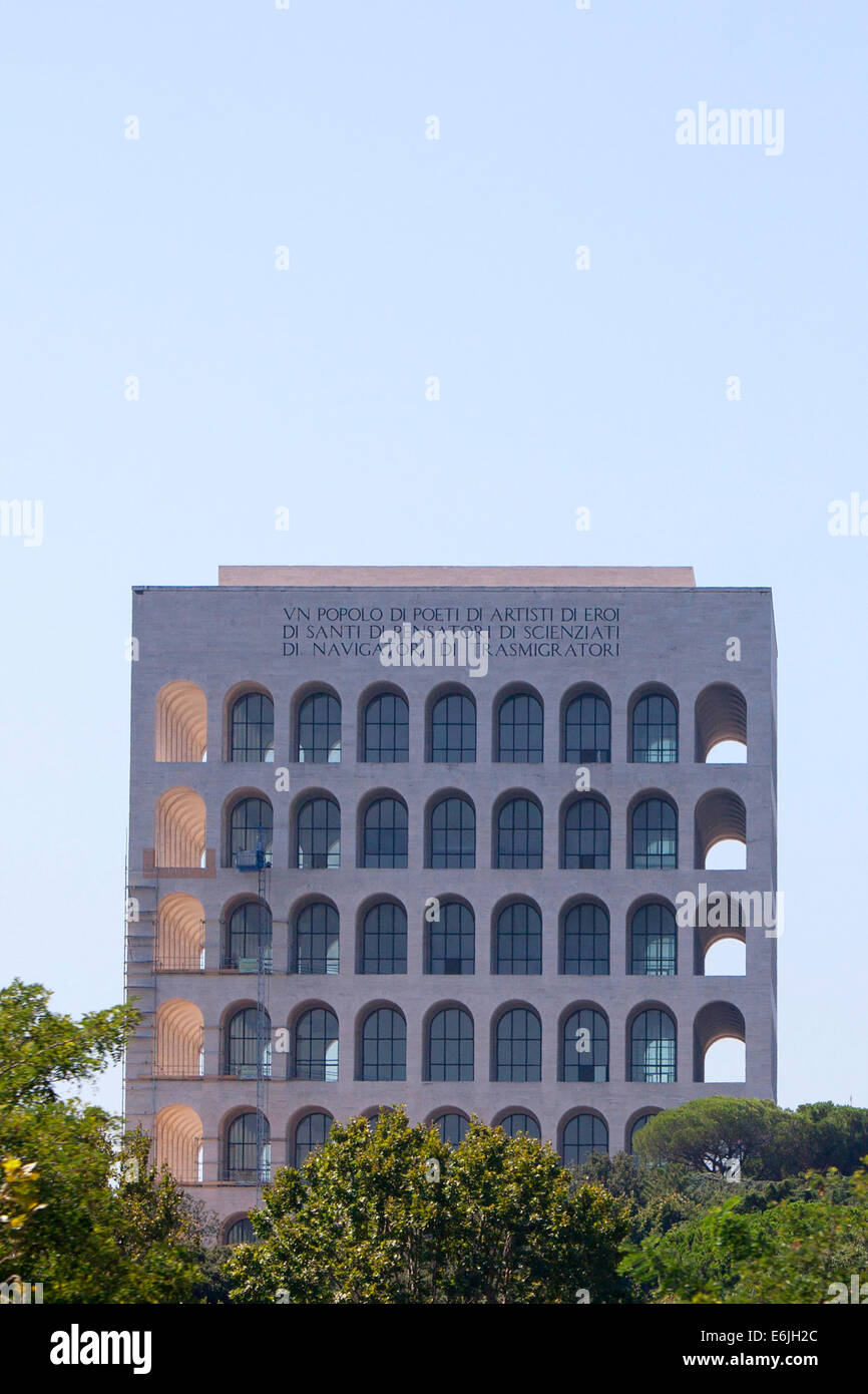 Mussolini Colosseum Palazzo della Civiltà Italiana in Rome, Italy Stock Photo