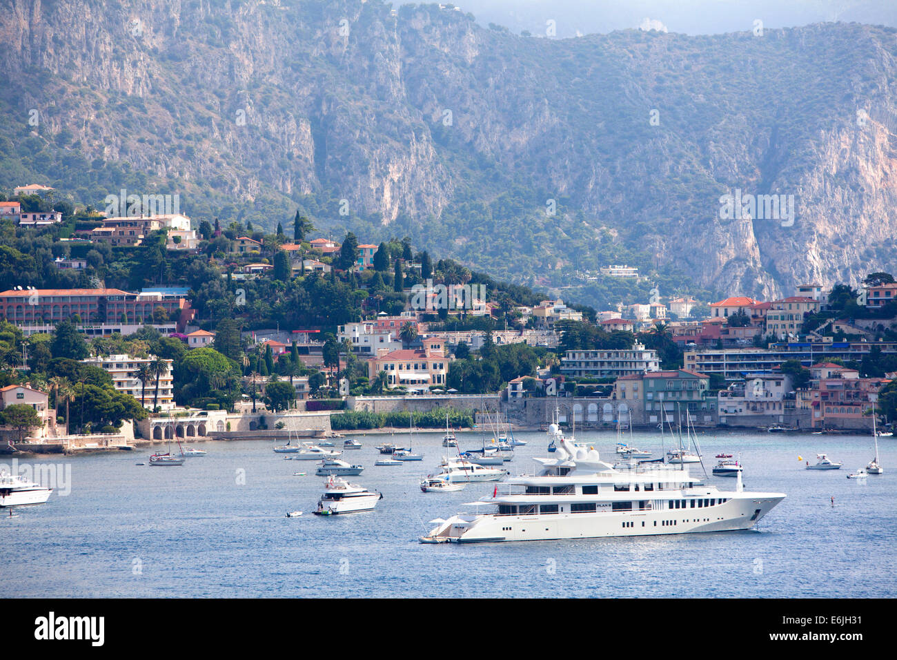 Yachts at Villefranche sur Mer in the Provence-Alpes Cote d'Azur region on the French Riviera, Nice Stock Photo