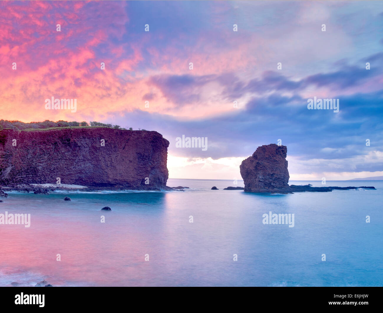 Sweetheart Rock at sunset. Lanai, Hawaii Stock Photo