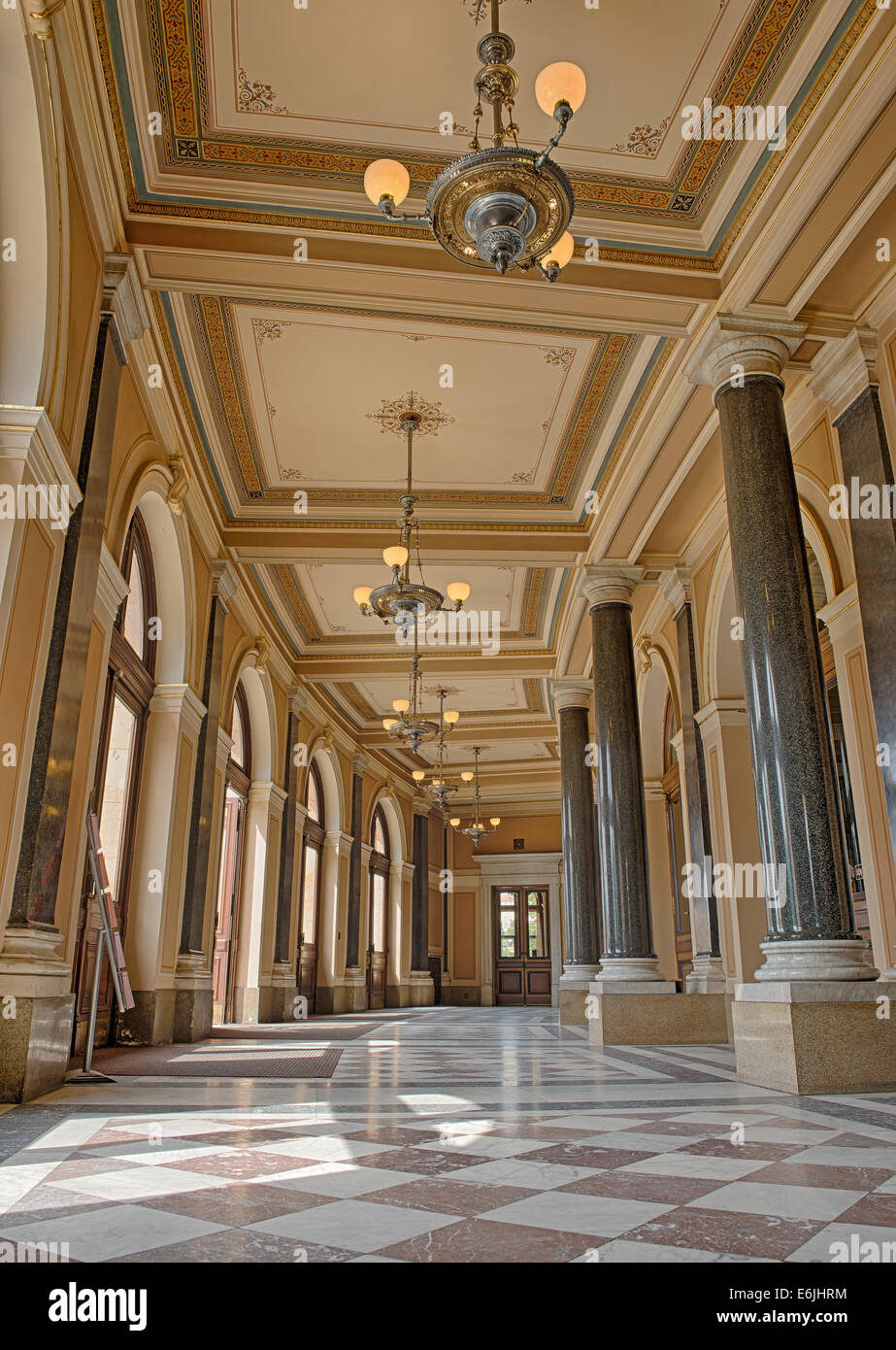 PRAGUE, CZECH REPUBLIC - AUGUST 15, 2014: Lobby of Rudolfinum, a music auditorium and home of the Czech Philharmonic Orchestra i Stock Photo