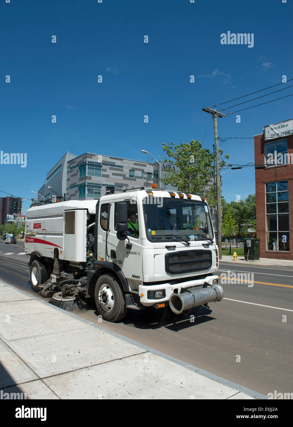 Street Sweeper.  New Haven, CT. Stock Photo