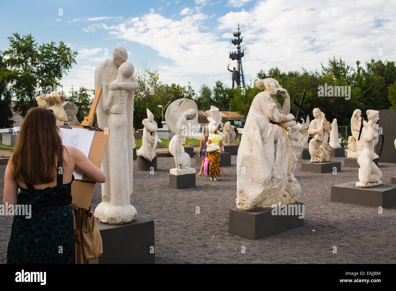Statues in sculpture park of Gorky Park, Moscow, Russia Stock Photo