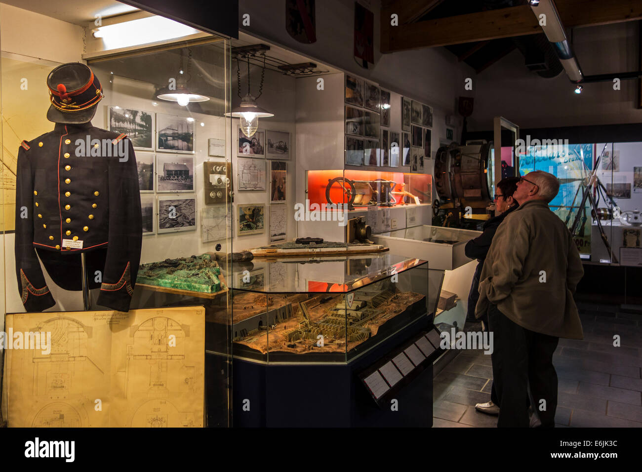 Tourists visiting the Fort de Loncin museum about the First World War One near Liège / Luik, Belgium Stock Photo