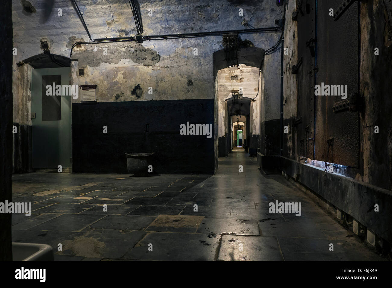 Corridor in the Fort de Loncin, one of twelve forts built as part of the Fortifications of Liège, destroyed during WWI, Belgium Stock Photo