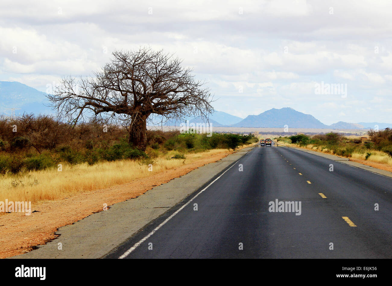 African road from Mombasa to Nairobi, Kenya Stock Photo