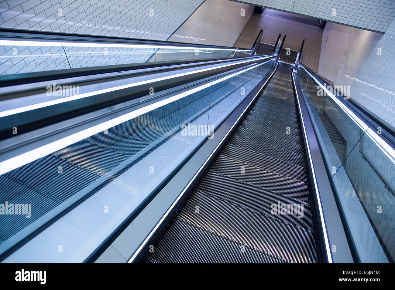 Futuristic escalators Stock Photo