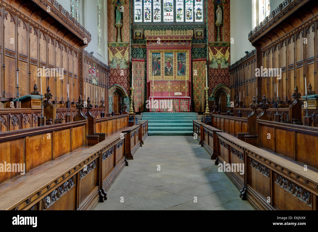 The interior of Queen's College chapel, Cambridge, UK Stock Photo