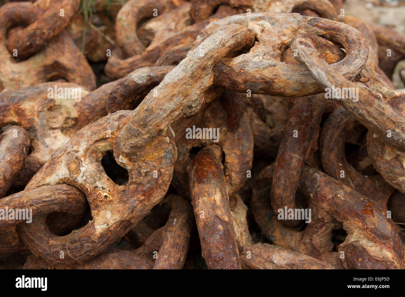 Rusty ship's chain Stock Photo