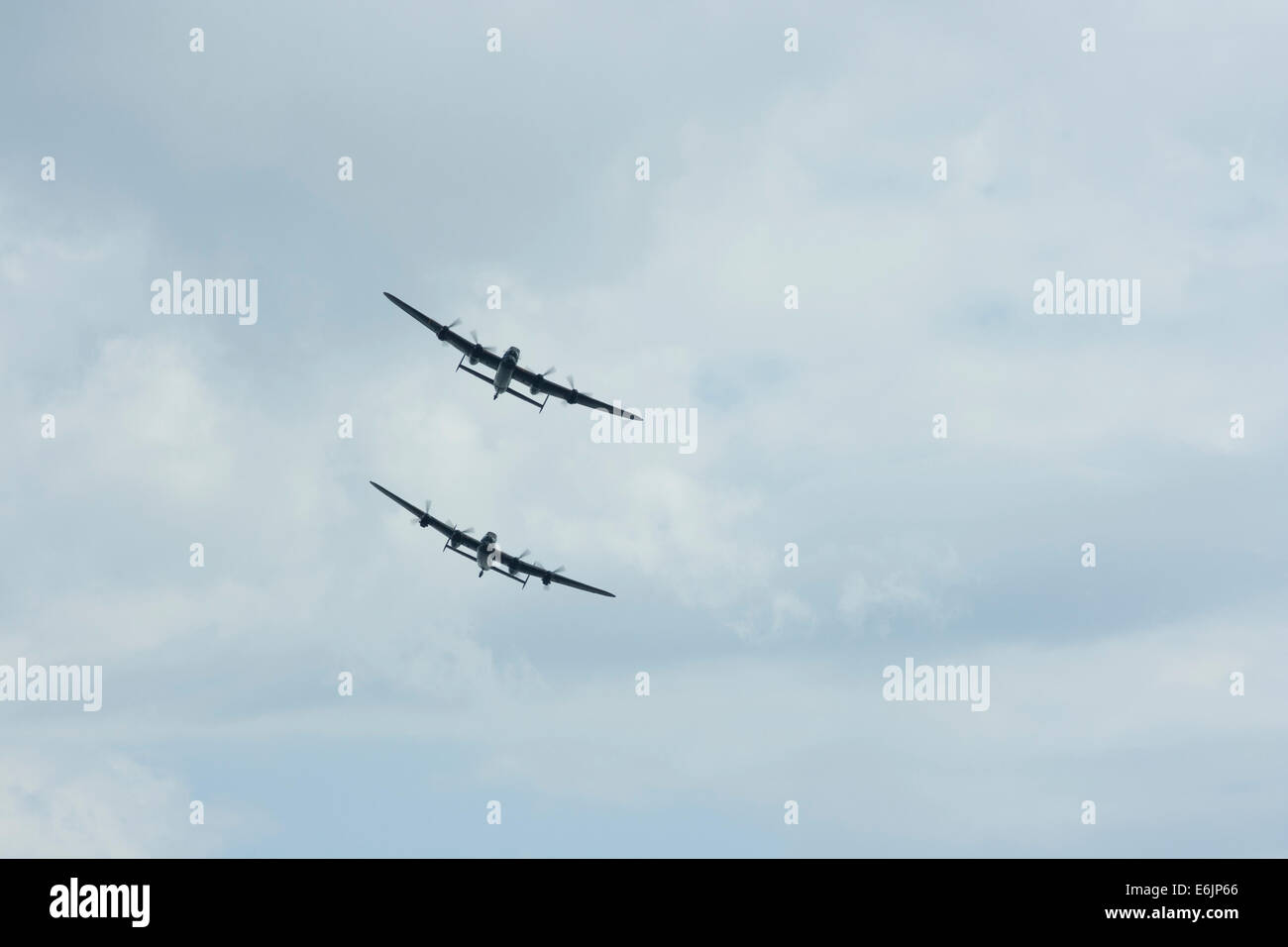 The last two flying Avro Lancaster bombers flying at Clacton Air Show 2014 Stock Photo