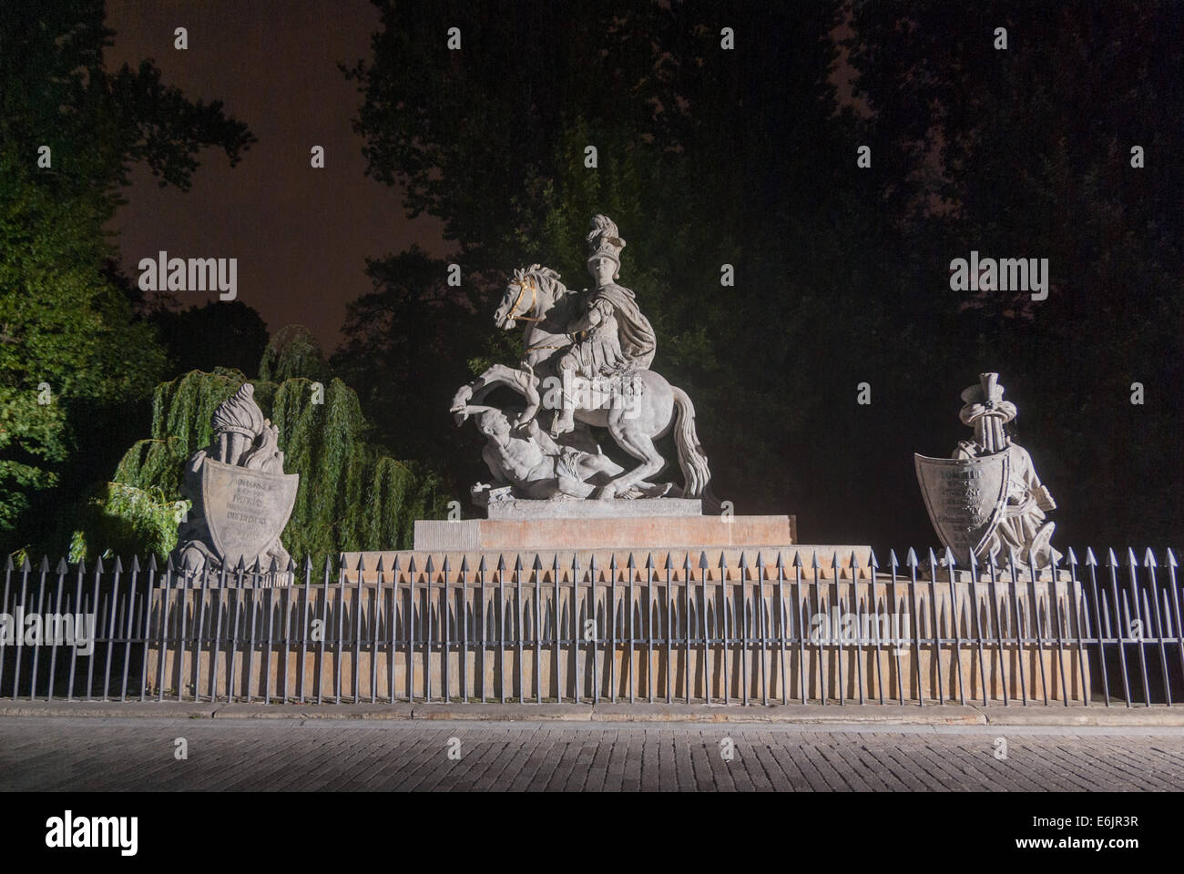 Equestrian statue of King Jan III Sobieski, Royal Lazienki Park, Warsaw, Poland Stock Photo