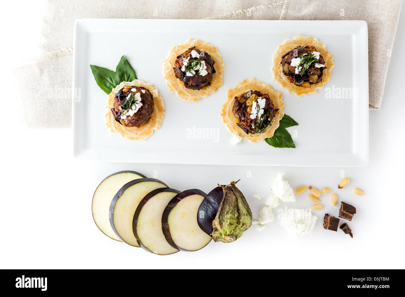 Micro Bruschetta of Chocolate Eggplant Caponata with Chocolate Balsamic