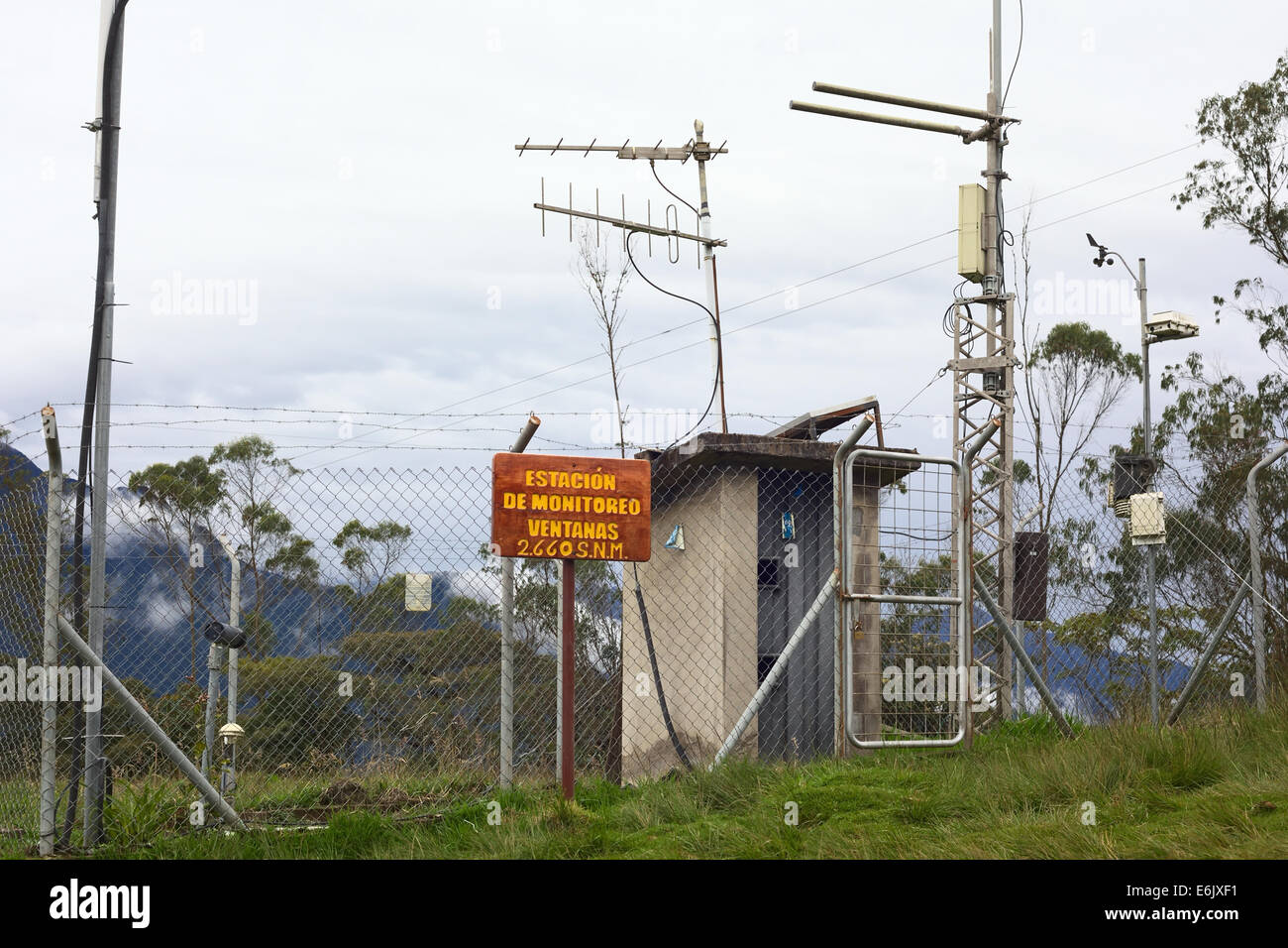 VENTANAS, ECUADOR - FEBRUARY 27, 2014: The monitoring station (Estacion de Monitoreo) of the active Tungurahua volcano Stock Photo