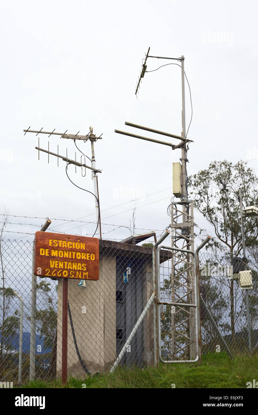 VENTANAS, ECUADOR - FEBRUARY 27, 2014: The monitoring station (Estacion de Monitoreo) of the active Tungurahua volcano Stock Photo