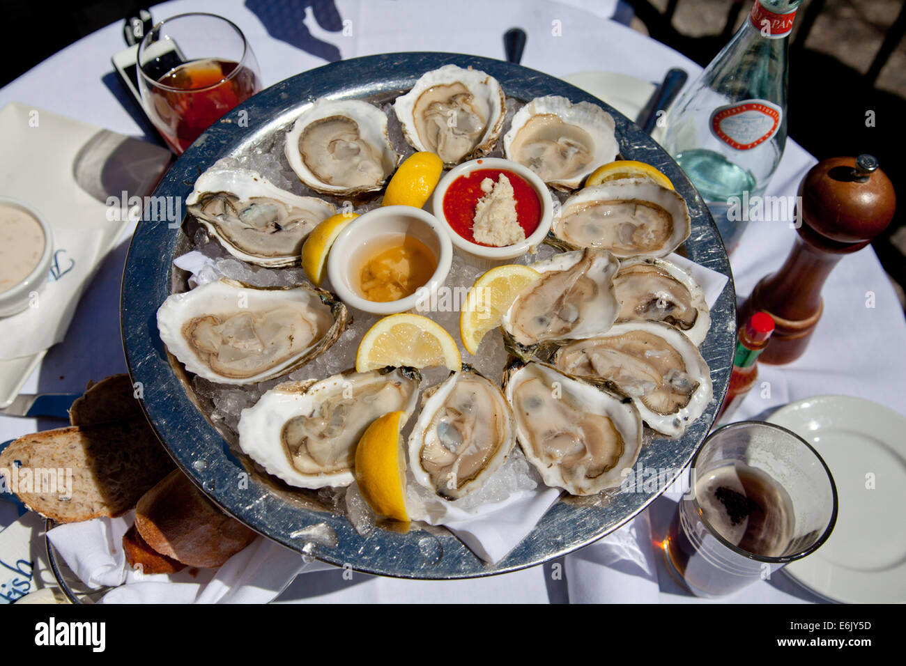 Raw oysters, Boston, Massachusetts, United States. The estuaries of the