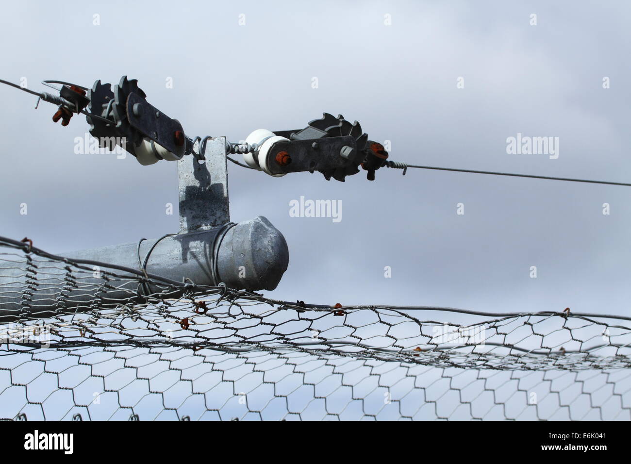 A tall fence topped with electric fencing borders a nature reserve in