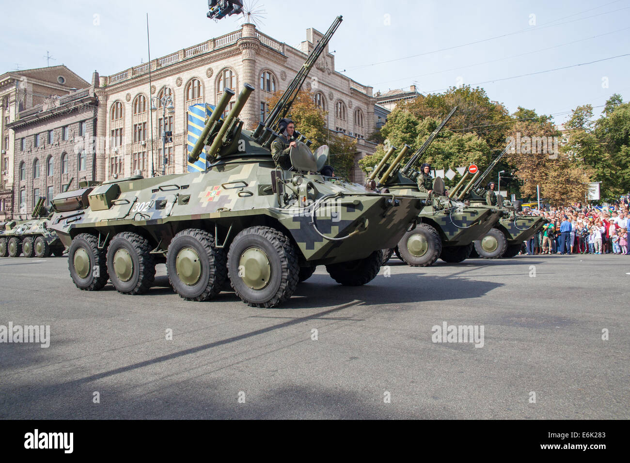 Kiev, Ukraine - 24 aug 2014. Military parade for the Ukrainian Independence Day Stock Photo