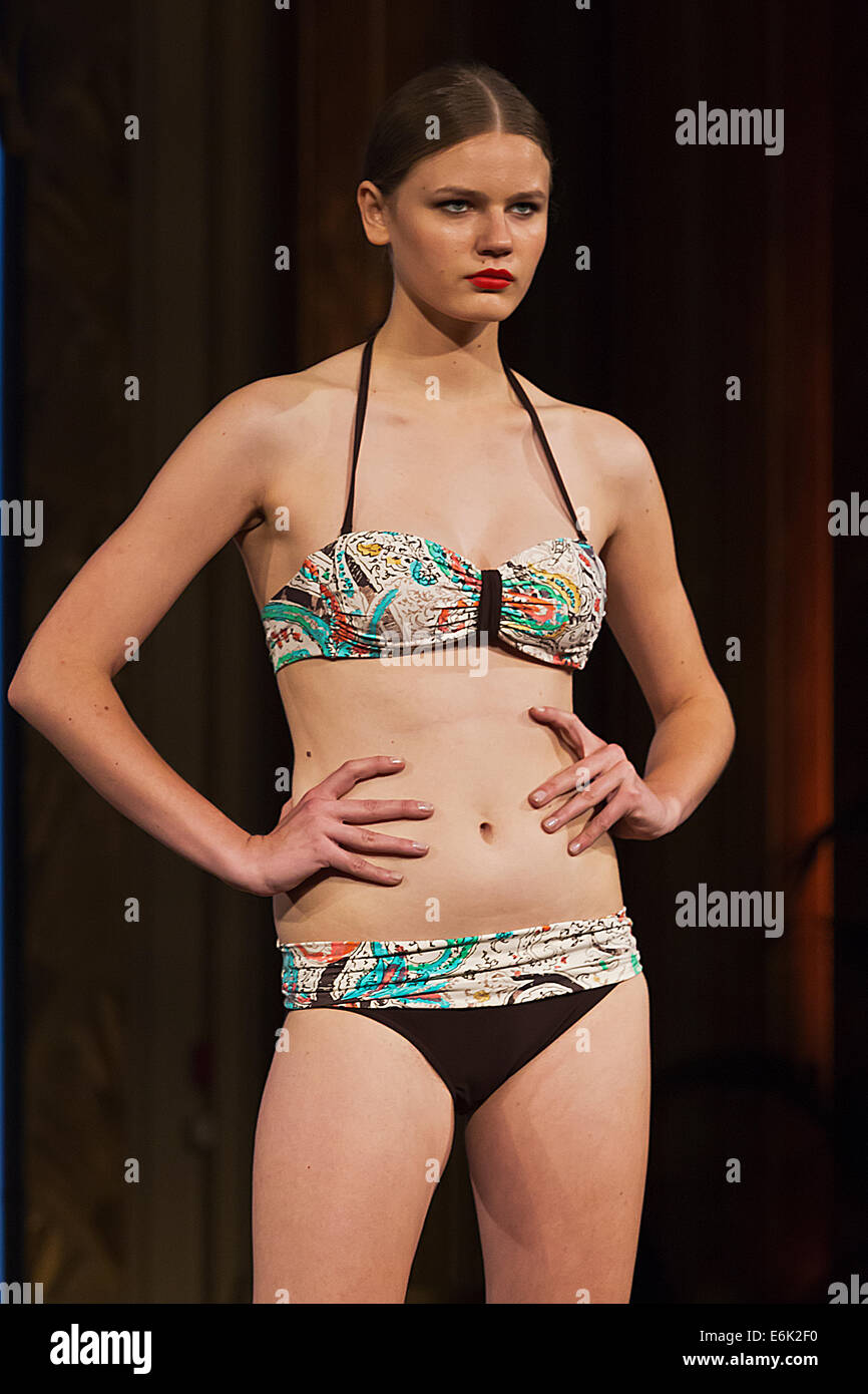 Swimontecarlo,beachwear and swimsuit fashion show in Montecarlo, collection 2014/2015 by Livia Montecarlo Stock Photo