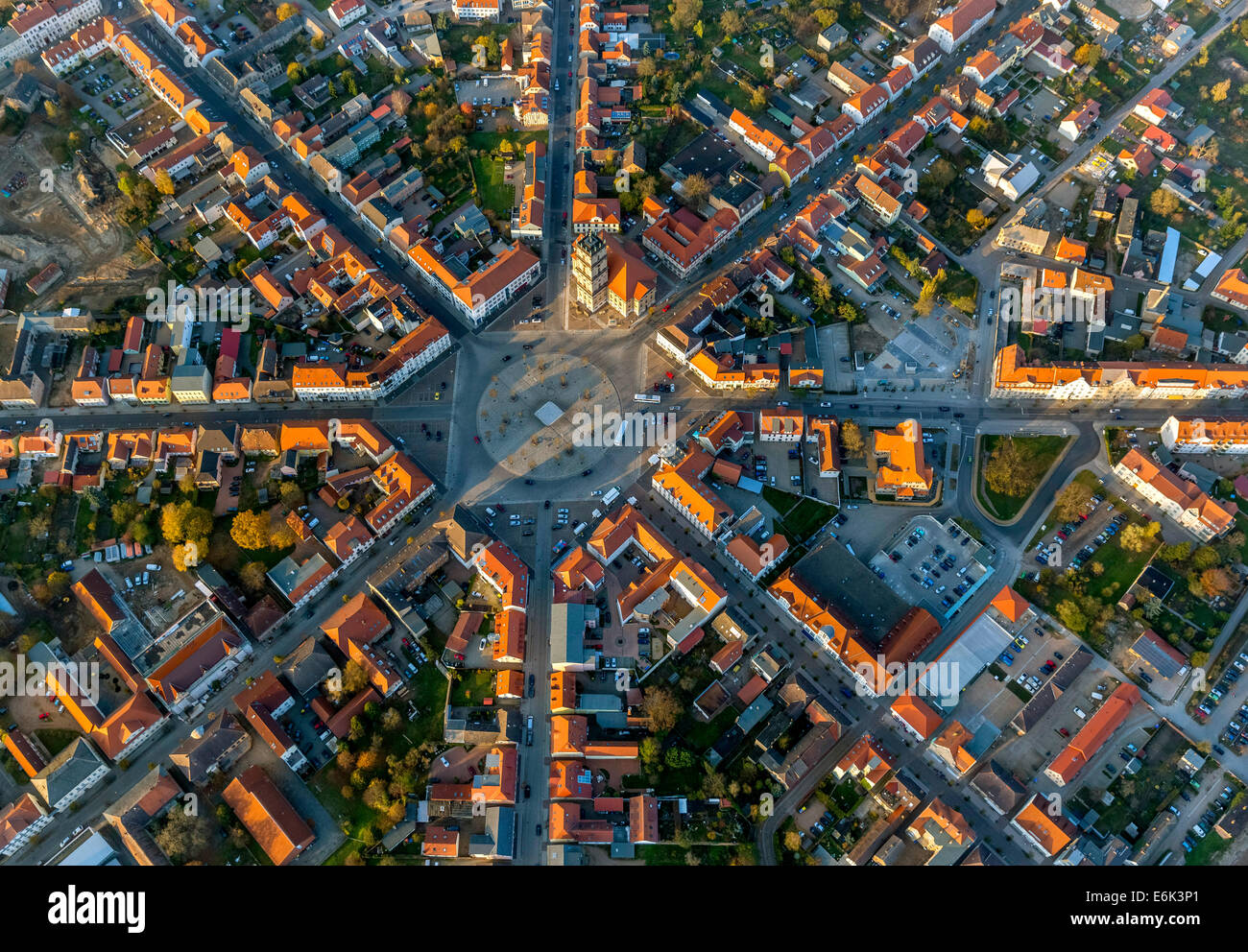 Aerial View, Market Square With Eight Axis And Roundabout, City Hall 