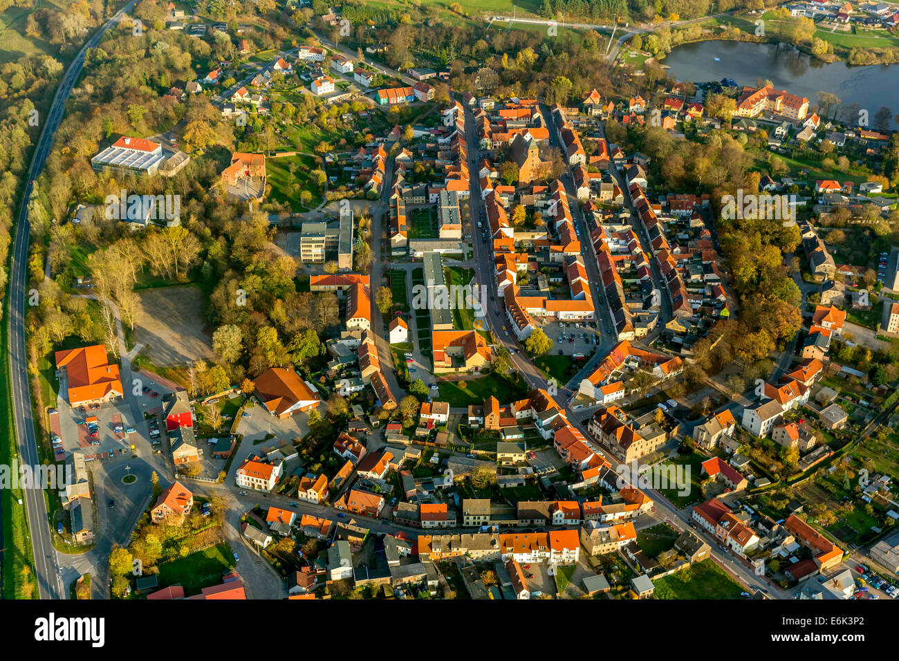 Aerial view, Burg Penzlin castle, Penzlin, Mecklenburg-Western Pomerania, Germany Stock Photo