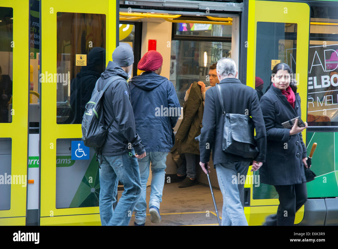 Passengers boarding Melbourne tram Stock Photo