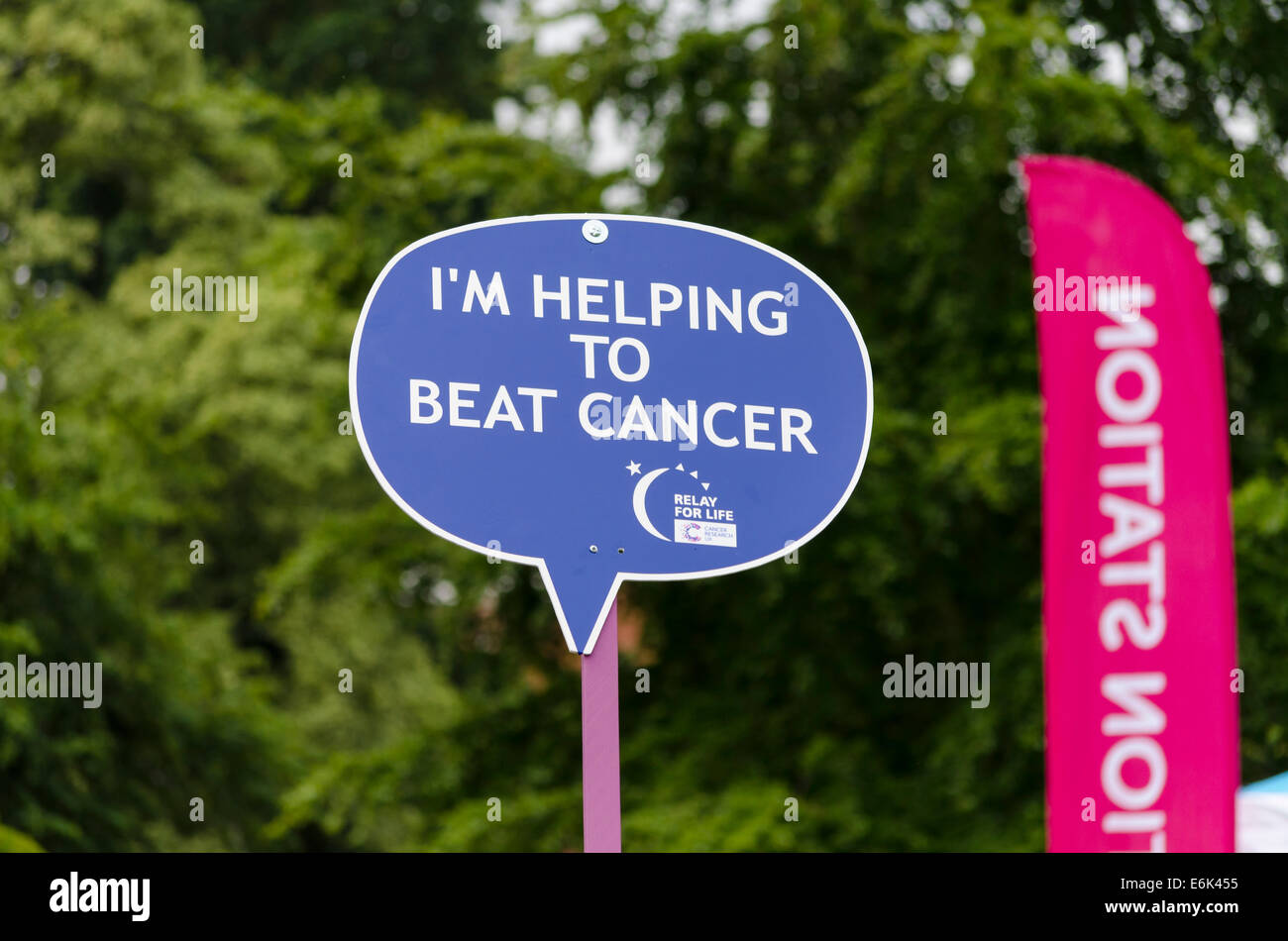 A sign at a race-for-life event england, UK Stock Photo