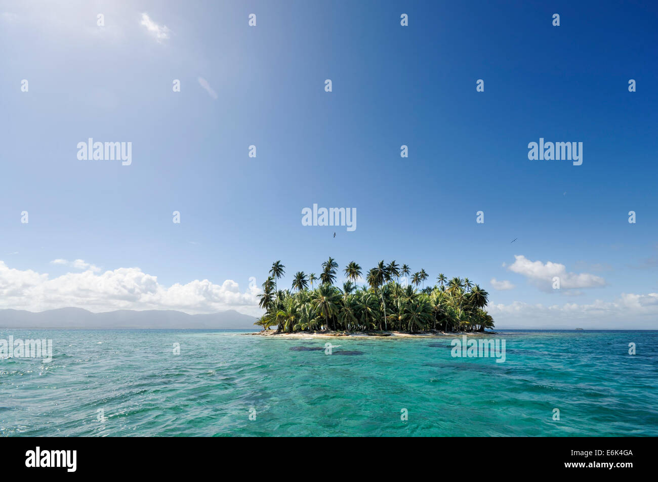 Tropical islands with palm trees, Cayos Los Grullos, San Blas Islands, Panama Stock Photo