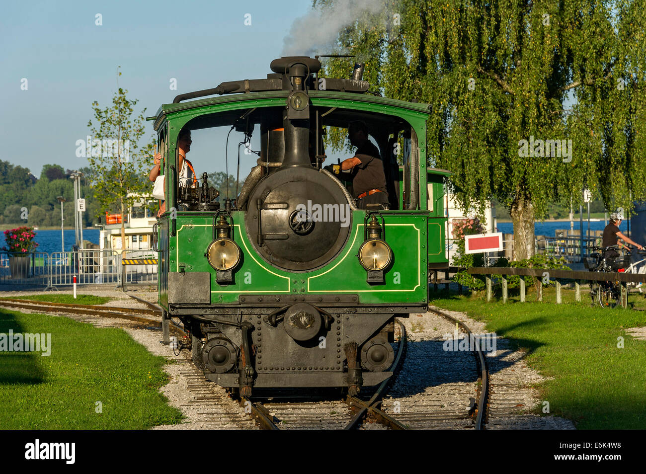 Steam train, historical Chiemsee train, Prien am Chiemsee, Chiemgau, Upper Bavaria, Bavaria, Germany Stock Photo