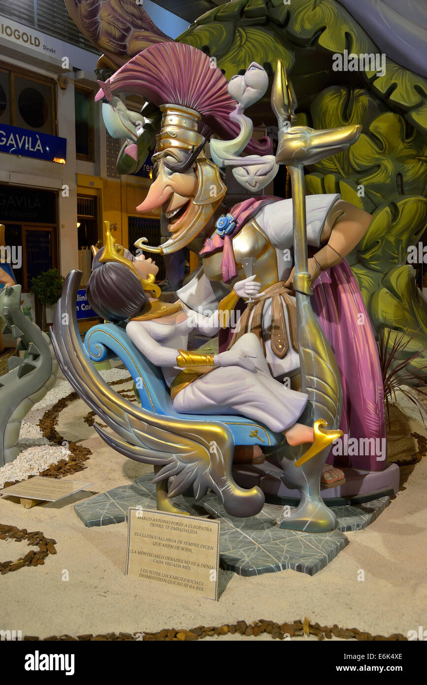 Falla, papier-mâché figures, at the Falles or Fallas spring festival, Dénia, Province of Alicante, Spain Stock Photo