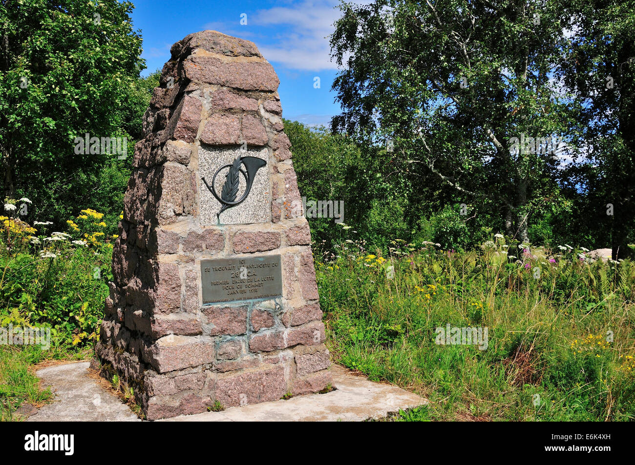 Monument to the des 28ème Bataillon de Chasseurs Alpins, World War I, Hartmannswillerkopf hill or Vieil Armand hill Stock Photo
