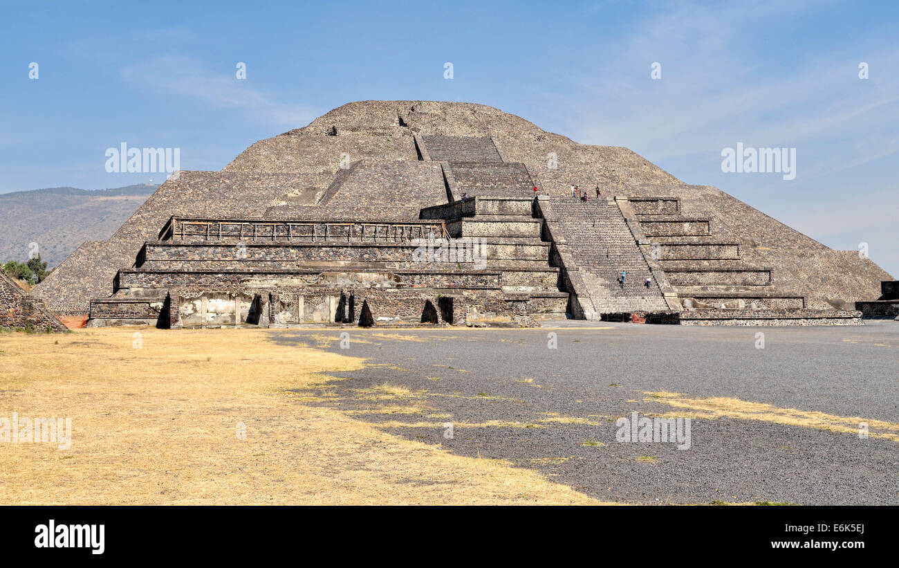 View of the Plaza de la Luna on the Pyramid of the Moon or Piramide de la Luna, UNESCO World Heritage Site Archaeological Site Stock Photo