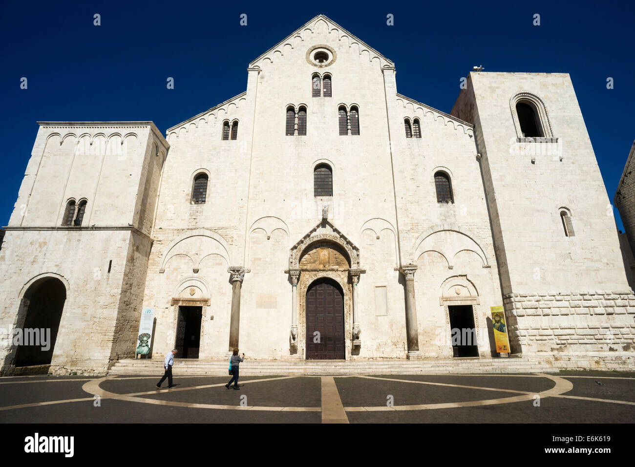 Main façade of the Cathedral Basilica of San Nicola, pilgrimage church with the remains of St Nicholas Stock Photo