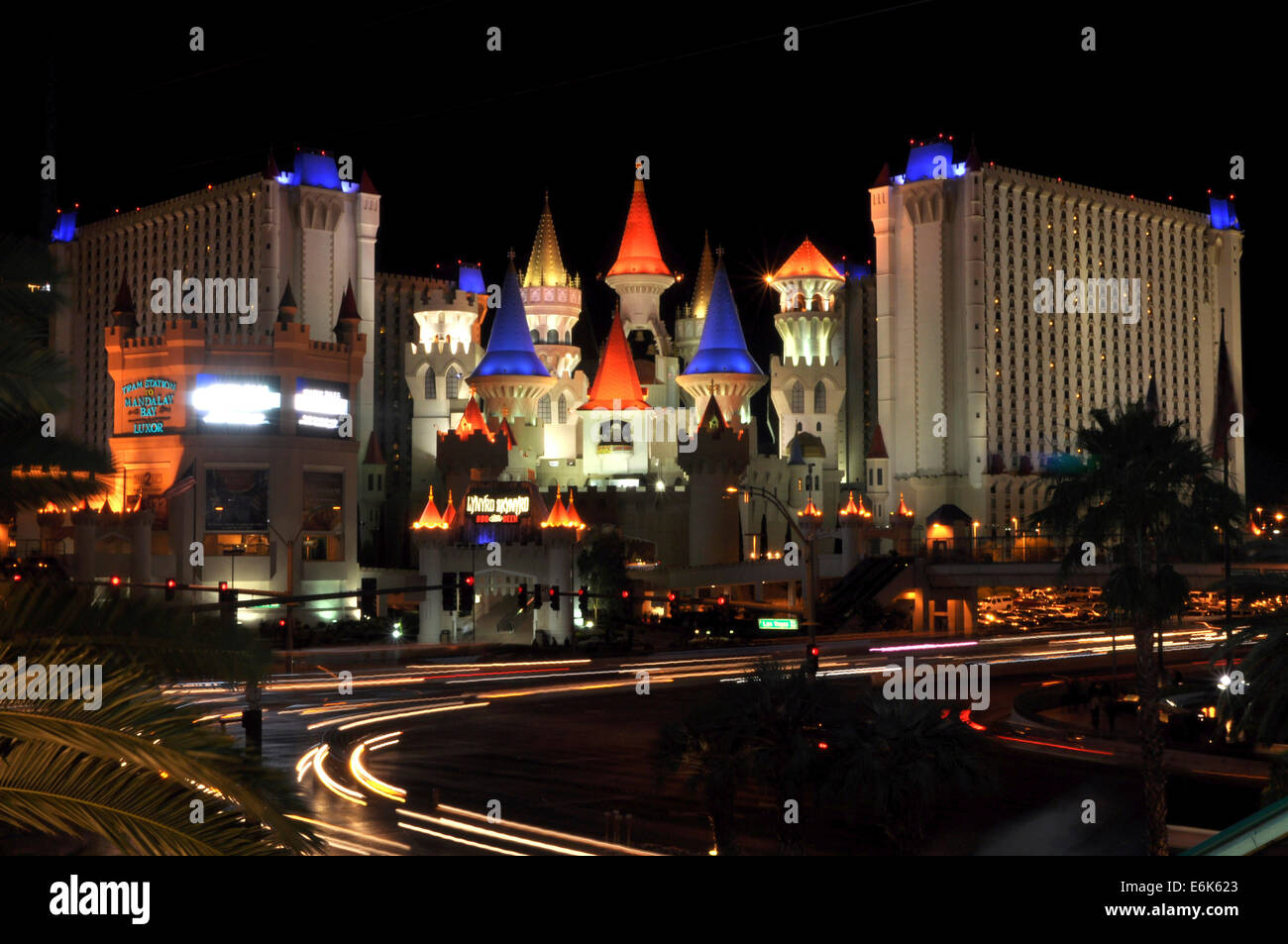 Excalibur Hotel and Casino at night, Las Vegas, Nevada, USA Stock Photo