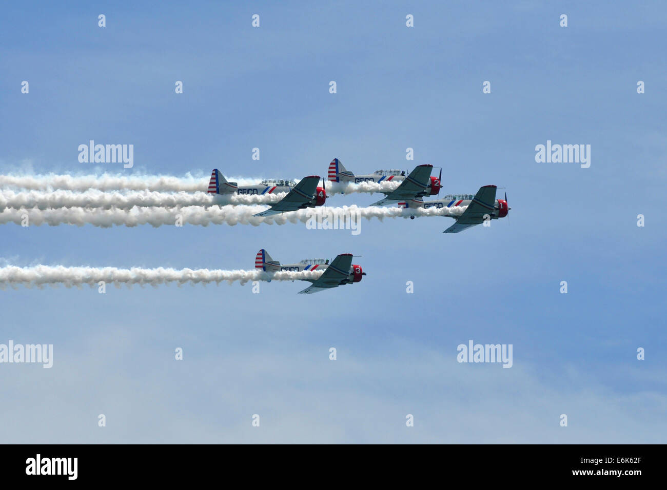 Geico Skytypers T6 Aerobatic Team performs at Milwaukee Air Show