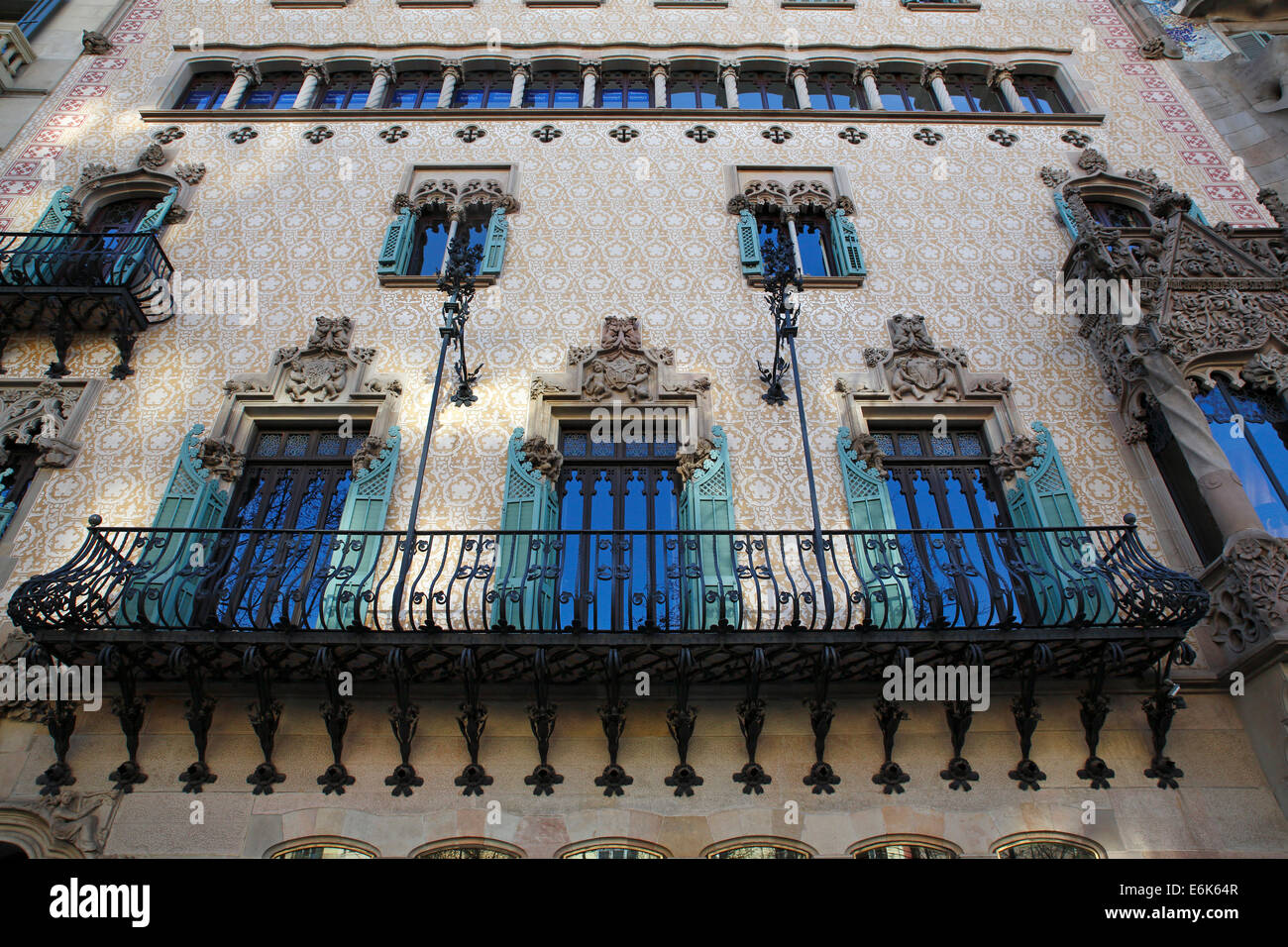 Casa Amatller, magnificent façade with balconies and windows in a modernist style, built 1898-1900, Passeig de Gracia Stock Photo