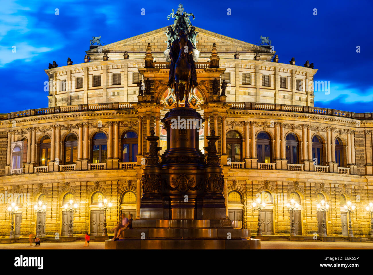 Theaterplatz square with Semperoper and KönigJohannDenkmal monument, Dresden, Saxony, Germany Theaterplatz square with Semperoper and KönigJohannDenkmal monument, Dresden, Saxony, Germany