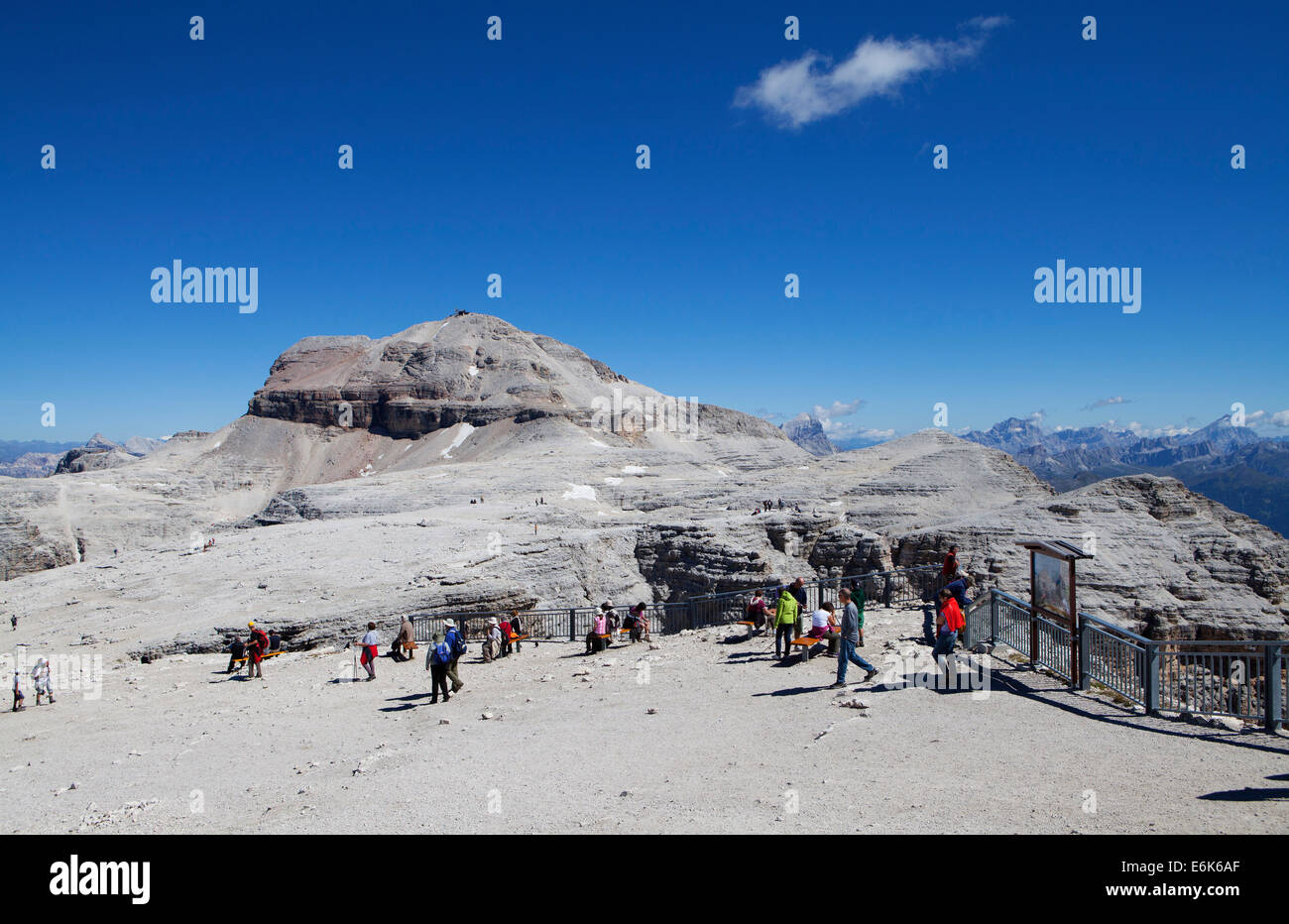 View towards Piz Boe Mountain, Sella Group, Dolomites, Trentino province, Italy Stock Photo