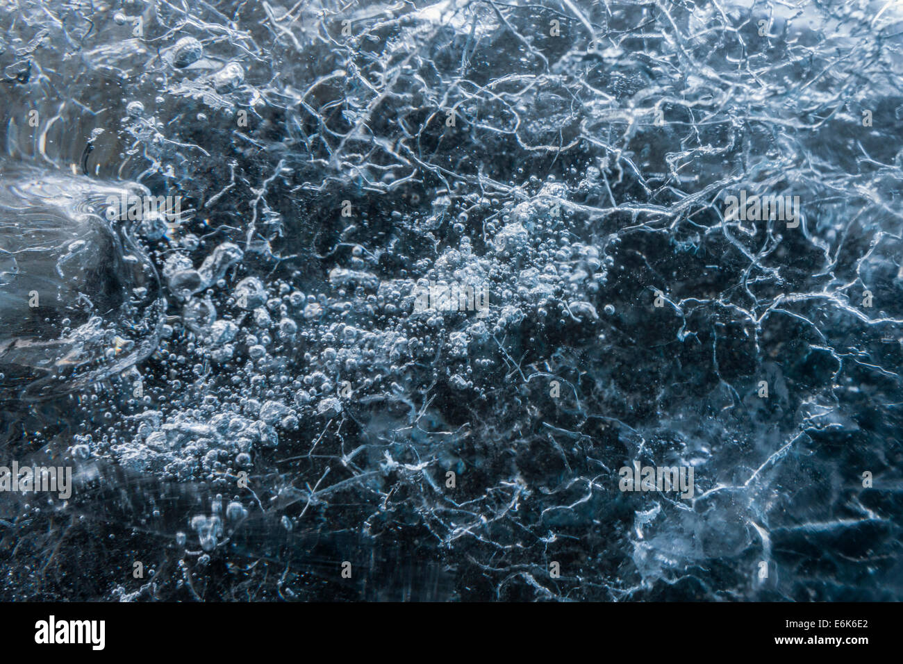 Air bubbles trapped in glacial ice, Vatnajökull, Iceland Stock Photo