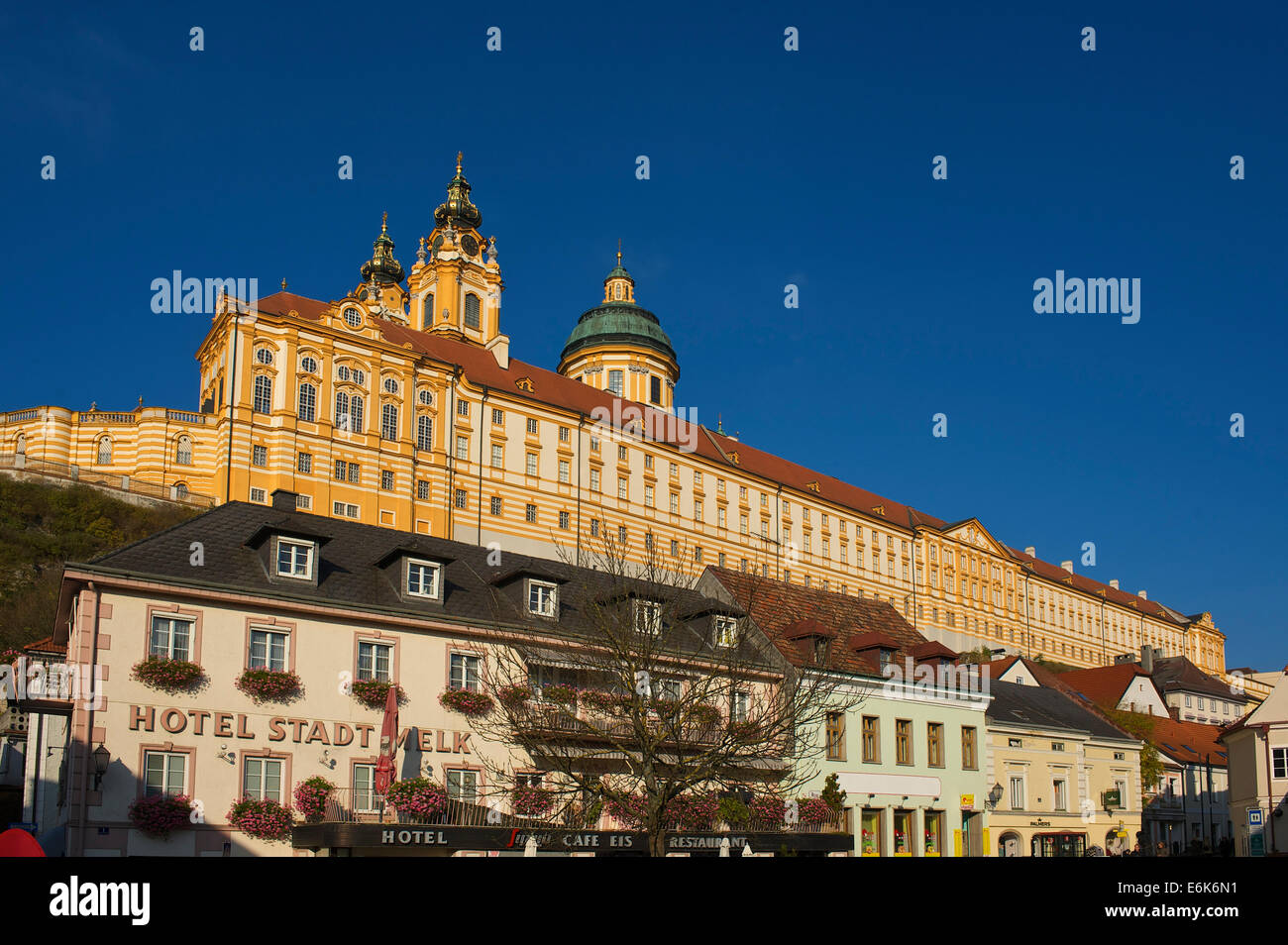 Benedictine Abbey of Melk on the Danube River, Wachau, Lower Austria, Austria Stock Photo