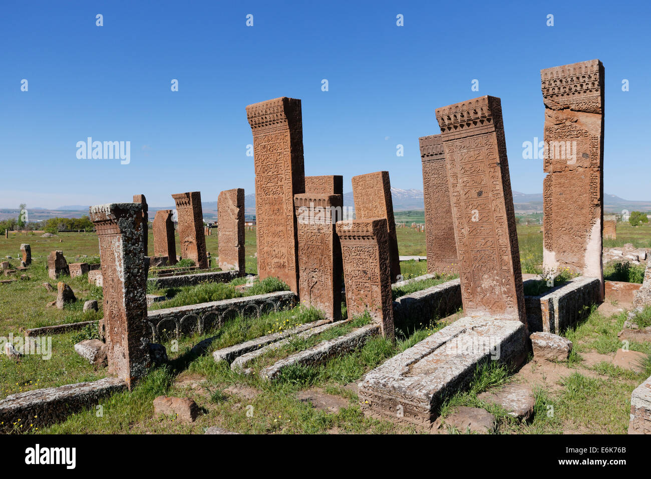 Seljuk cemetery or Selçuklu Mezarlığı, Ahlat, Bitlis Province, Eastern Anatolia Region, Anatolia, Turkey Stock Photo