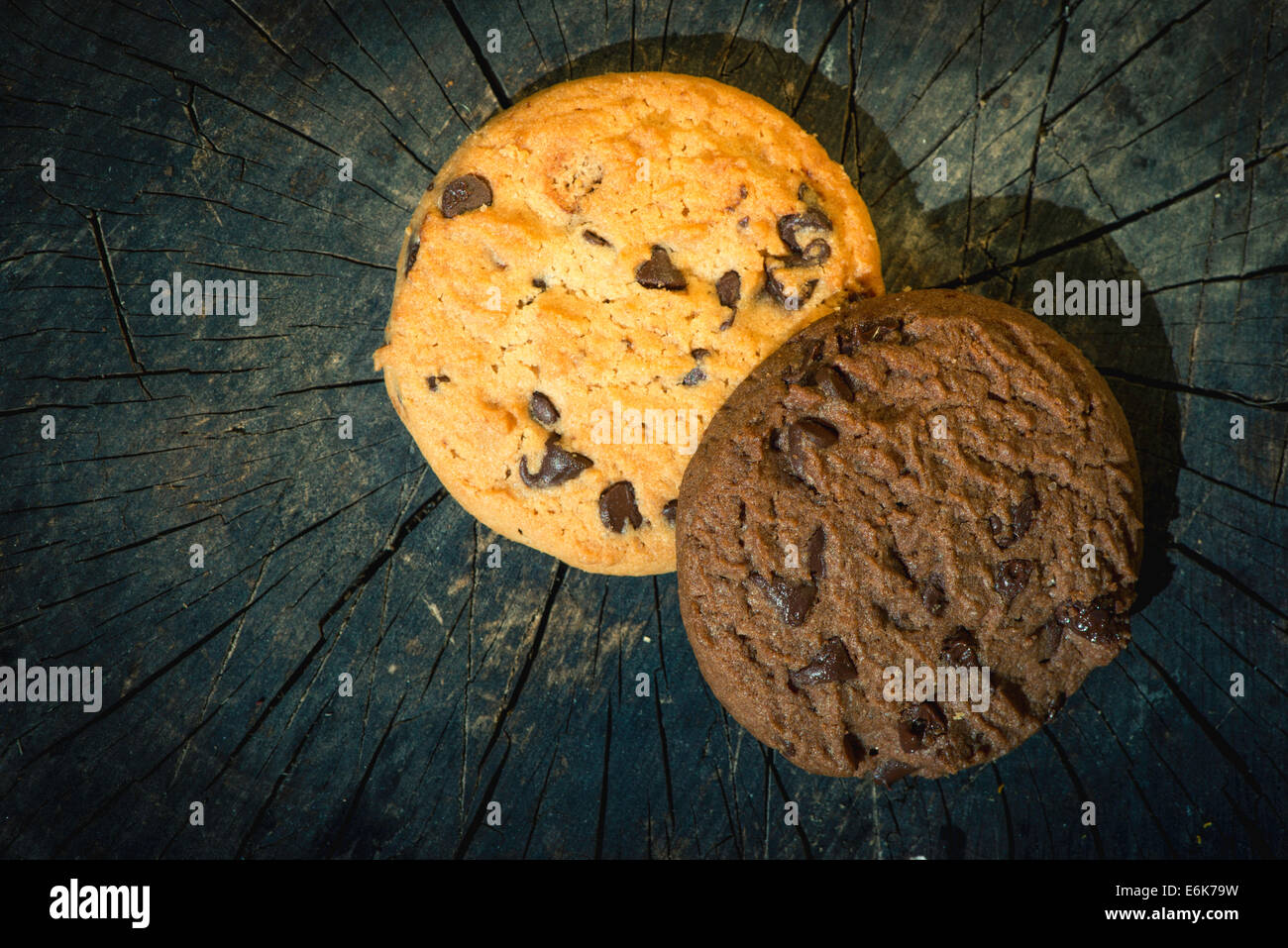 Biscuits on wood. Day light Stock Photo