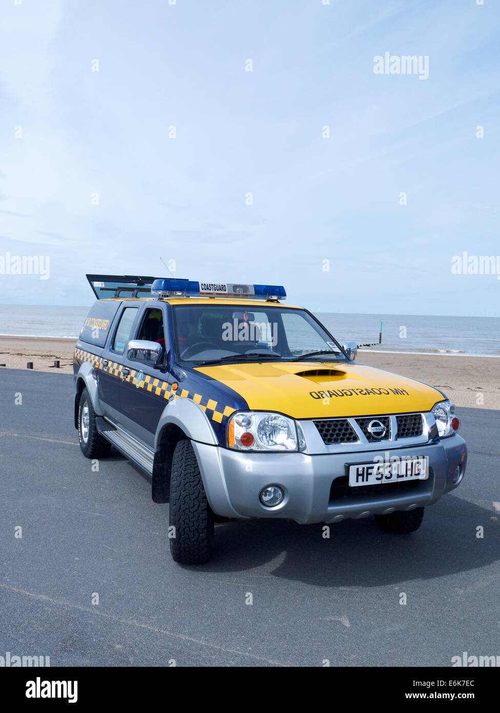 HM Coastguard search and rescue vehicle on the promenade in Rhyl Wales UK Stock Photo