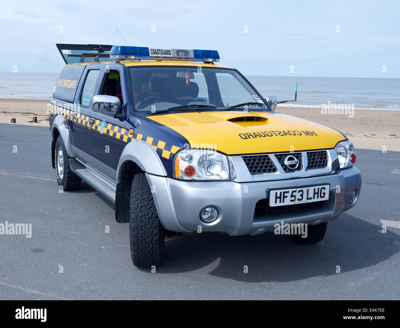 HM Coastguard search and rescue vehicle on the promenade in Rhyl Wales UK Stock Photo