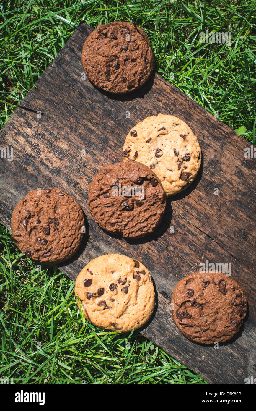 Biscuits on wood. Day light Stock Photo