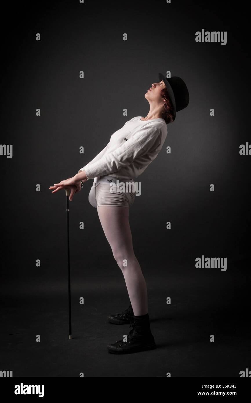 woman with bowler hat and shell Stock Photo - Alamy